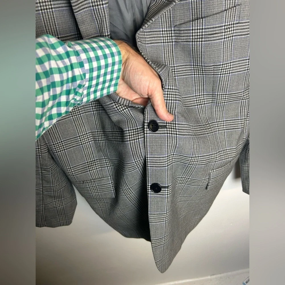 Brook Brothers Regent Fit Sport Coat Blazer Mens Size 44R plaid‎ 100% Wool
